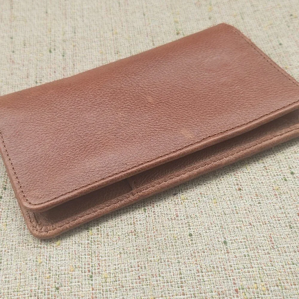 Travel Passport Holder Card Holder Brown Real Genuine Leather Handmade Purse - Picture 11 of 11